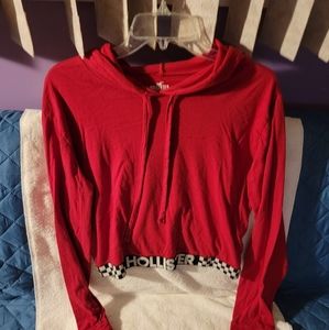 Hollister crop hoodie red